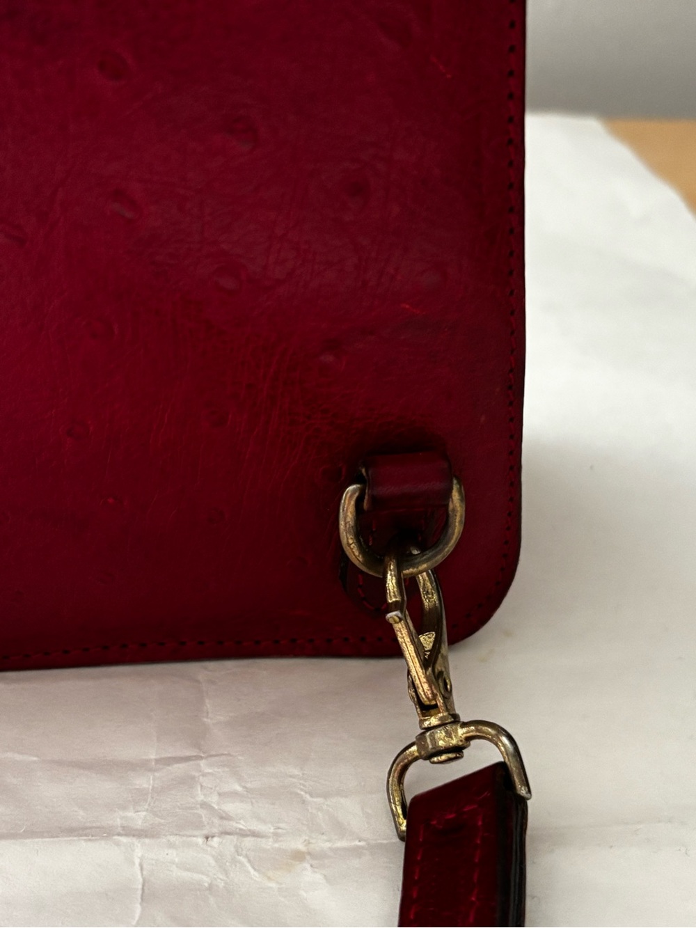 RARE Vintage Mulberry Red Ostrich Leather Bag/ Backpack - Picture 8 of 16